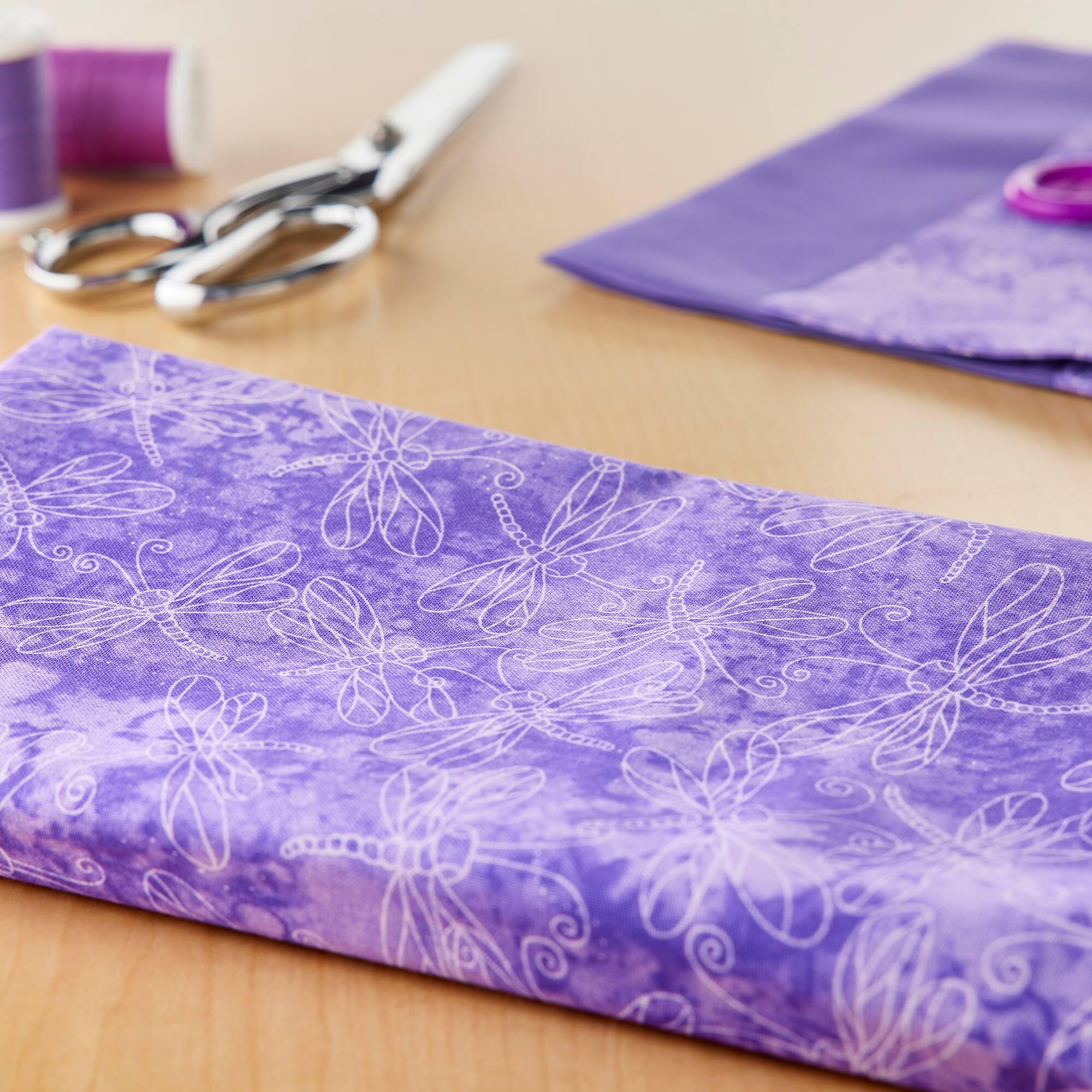 Fabric Traditions Lavender Sundrenched Dragonfly Cotton Fabric